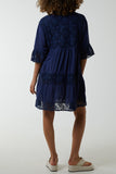 Blush Lace Tiered Smock Dress For Women ONE SIZE - Dropwear