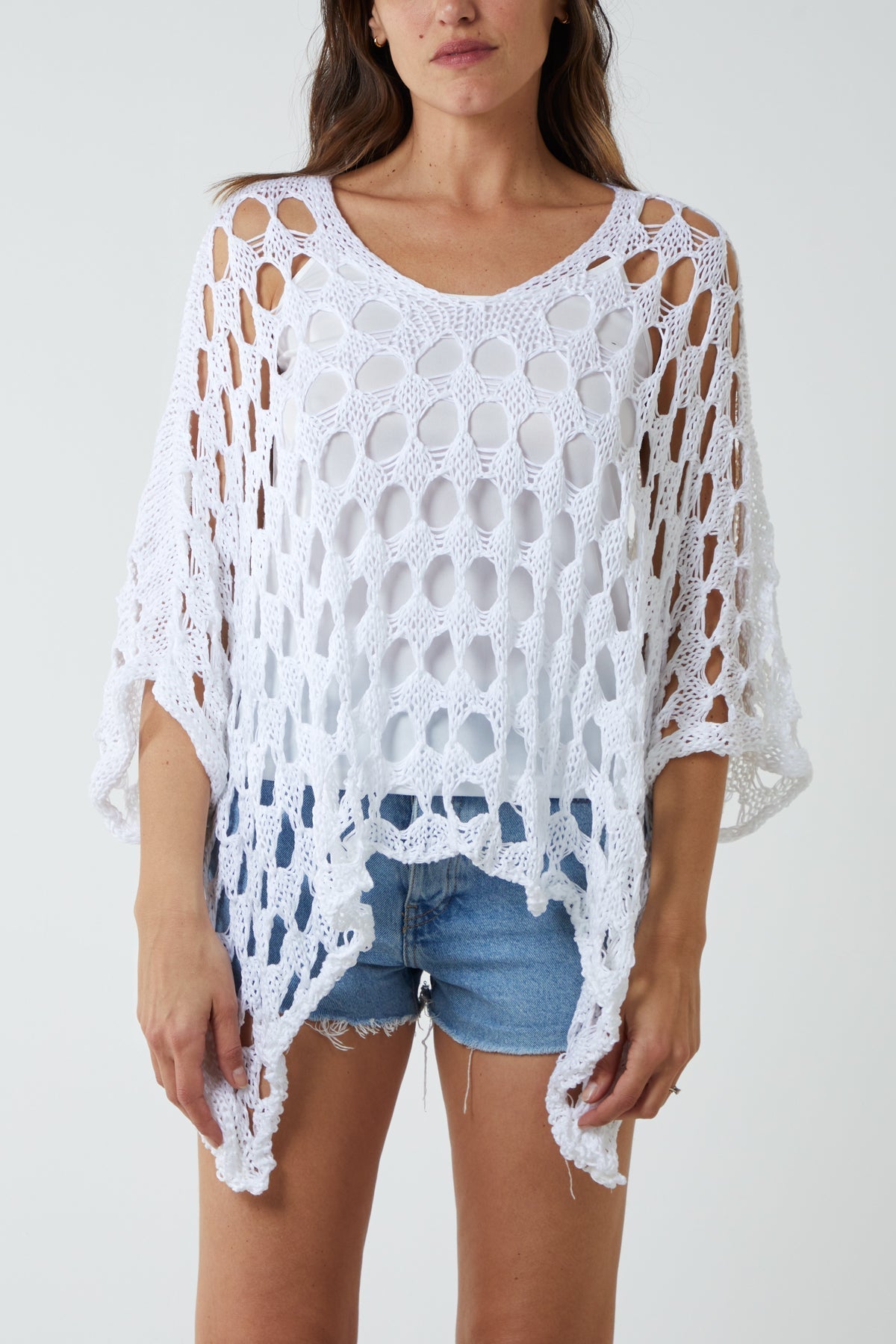 Stone Oversized Diamond Crochet Blouse For Women ONE SIZE - Dropwear
