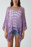 Lilac Oversized Diamond Crochet Blouse For Women ONE SIZE - Dropwear