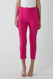 Hot Pink Pin Tuck Belted Capri Trousers For Women ONE SIZE - Dropwear