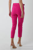 Orange Pin Tuck Belted Capri Trousers For Women ONE SIZE - Dropwear