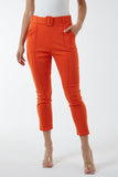 Pin Tuck Belted Capri Trousers For Women  - Dropwear