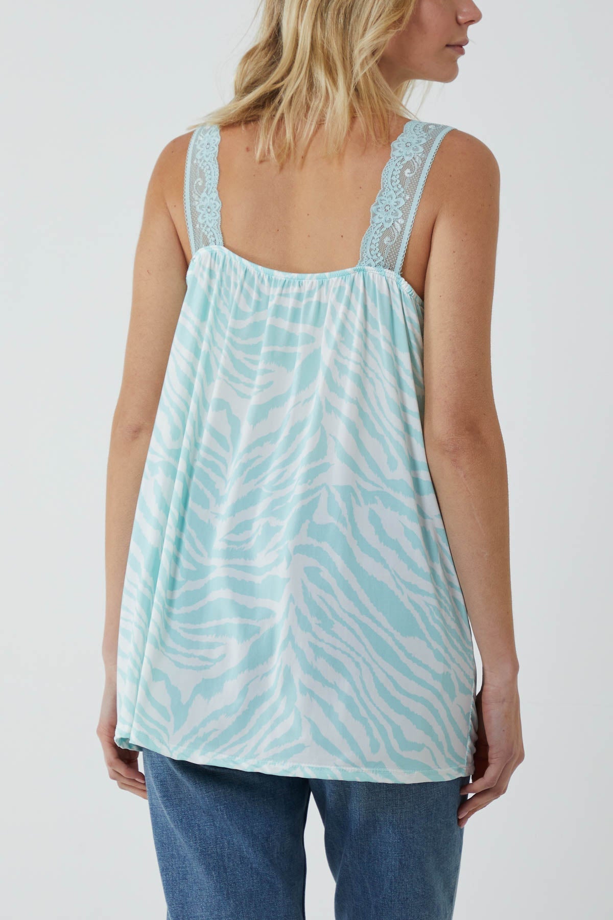 Light Blue Zebra Lace Cami Vest For Women ONE SIZE - Dropwear