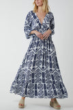 Black Baroque Shirred Bodice Maxi Dress For Women ONE SIZE - Dropwear