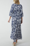 Coral Baroque Shirred Bodice Maxi Dress For Women ONE SIZE - Dropwear