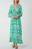 Orange Baroque Shirred Bodice Maxi Dress For Women ONE SIZE - Dropwear
