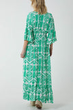 Denim Baroque Shirred Bodice Maxi Dress For Women ONE SIZE - Dropwear