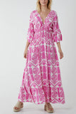 Navy Baroque Shirred Bodice Maxi Dress For Women ONE SIZE - Dropwear
