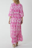 Jade Baroque Shirred Bodice Maxi Dress For Women ONE SIZE - Dropwear
