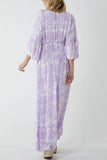 Baroque Shirred Bodice Maxi Dress For Women  - Dropwear