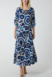 Hot Pink Swirl Tie Dye Tiered Maxi Dress For Women ONE SIZE - Dropwear