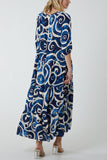 Khaki Swirl Tie Dye Tiered Maxi Dress For Women ONE SIZE - Dropwear