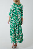 Swirl Tie Dye Tiered Maxi Dress For Women  - Dropwear