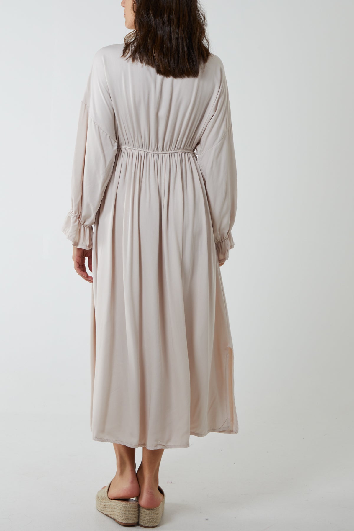 V-Neck Elasticated Waist Maxi Dress For Women  - Dropwear