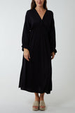 V-Neck Elasticated Waist Maxi Dress For Women  - Dropwear