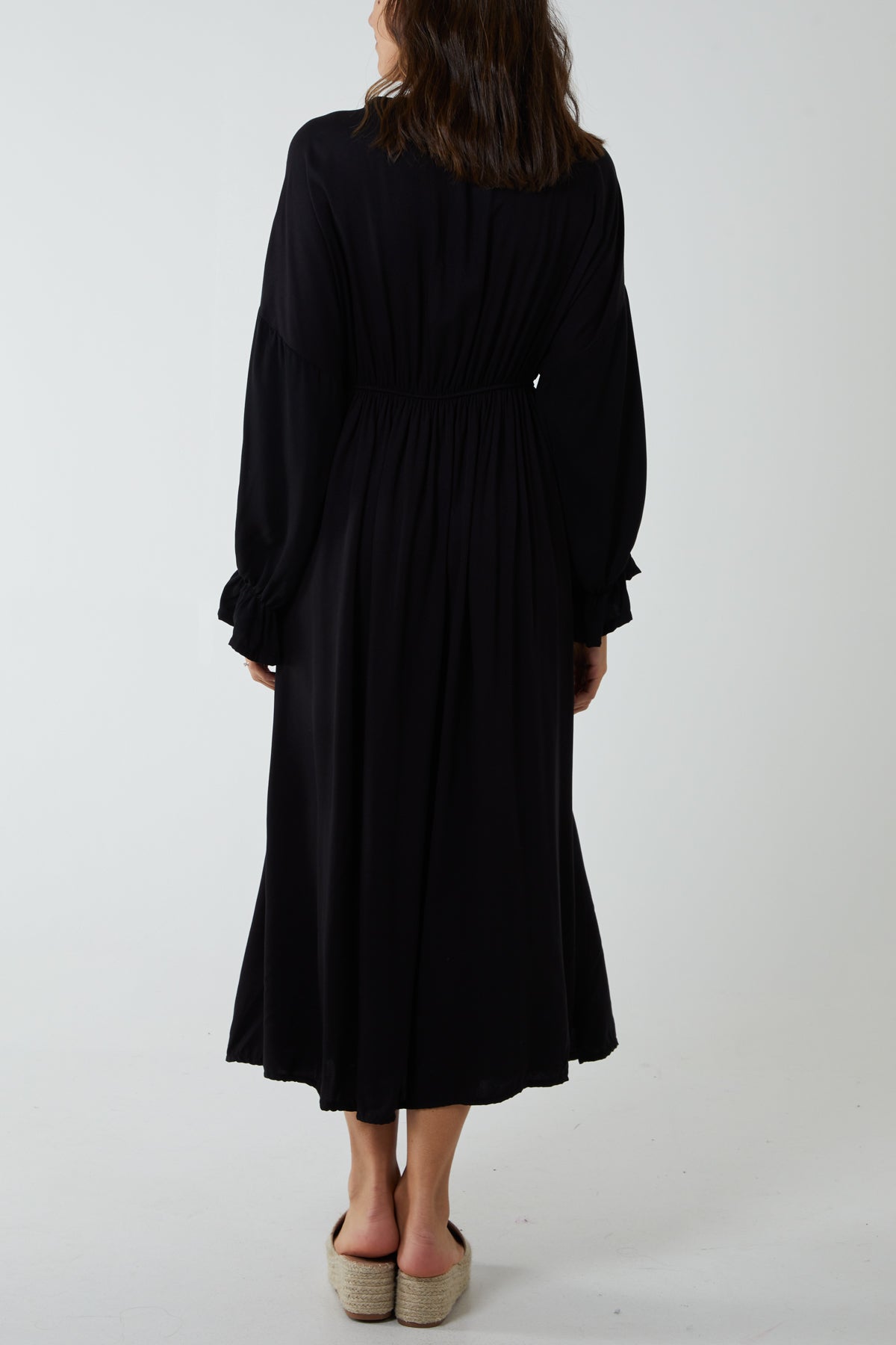 V-Neck Elasticated Waist Maxi Dress For Women  - Dropwear