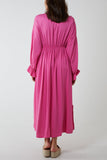 Jade V-Neck Elasticated Waist Maxi Dress For Women ONE SIZE - Dropwear
