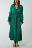Beige V-Neck Elasticated Waist Maxi Dress For Women ONE SIZE - Dropwear