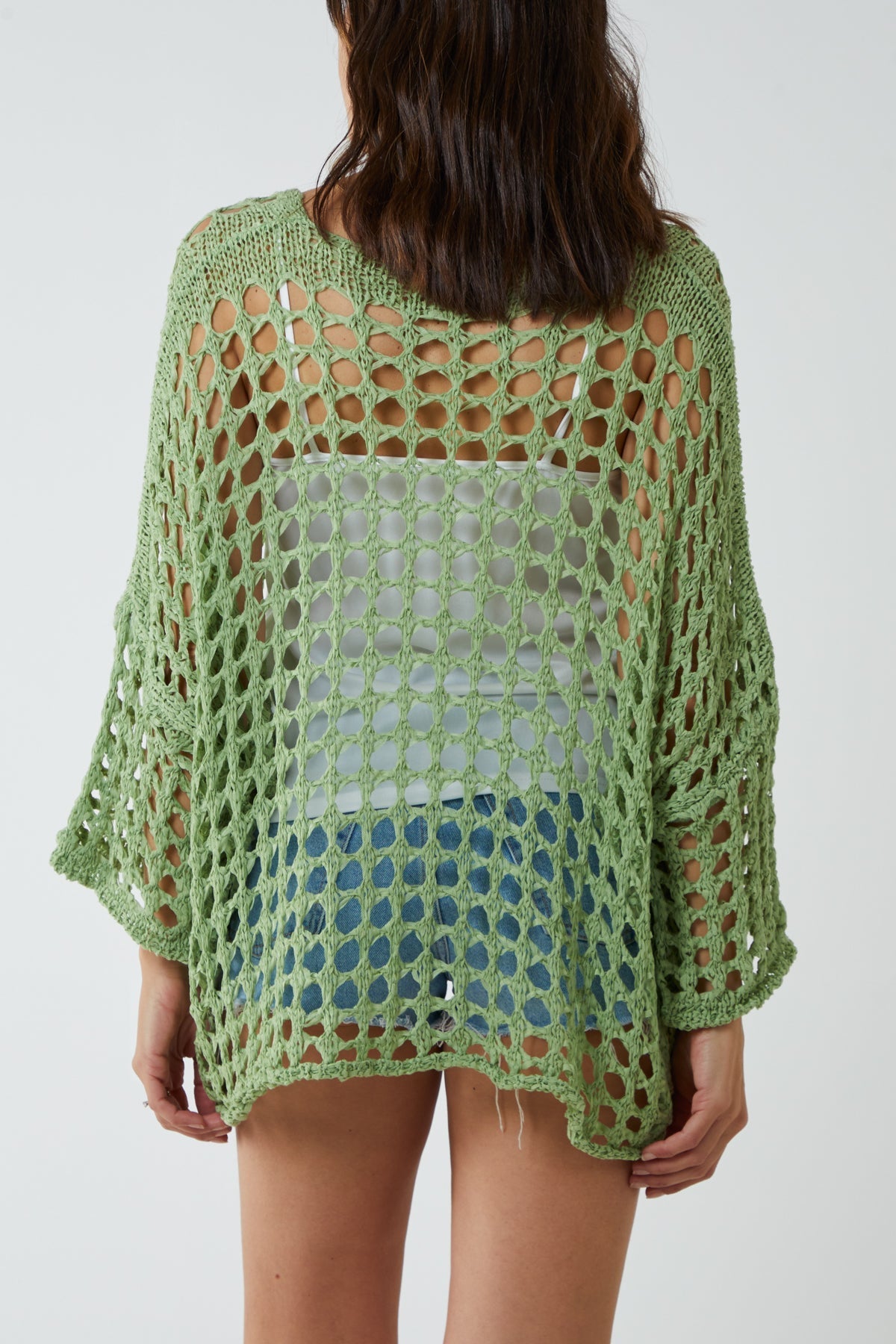 Hot Pink Crochet Round Neck Long Sleeve Top For Women ONE SIZE - Dropwear