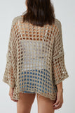 Black Crochet Round Neck Long Sleeve Top For Women ONE SIZE - Dropwear