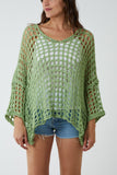 Mocha Crochet Round Neck Long Sleeve Top For Women ONE SIZE - Dropwear