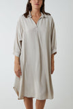 Jade V-Neck Collared Midi Dress For Women ONE SIZE - Dropwear