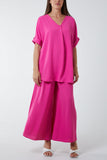 Jade V-Neck Blouse Wide Leg Culottes Co-Ord For Women ONE SIZE - Dropwear