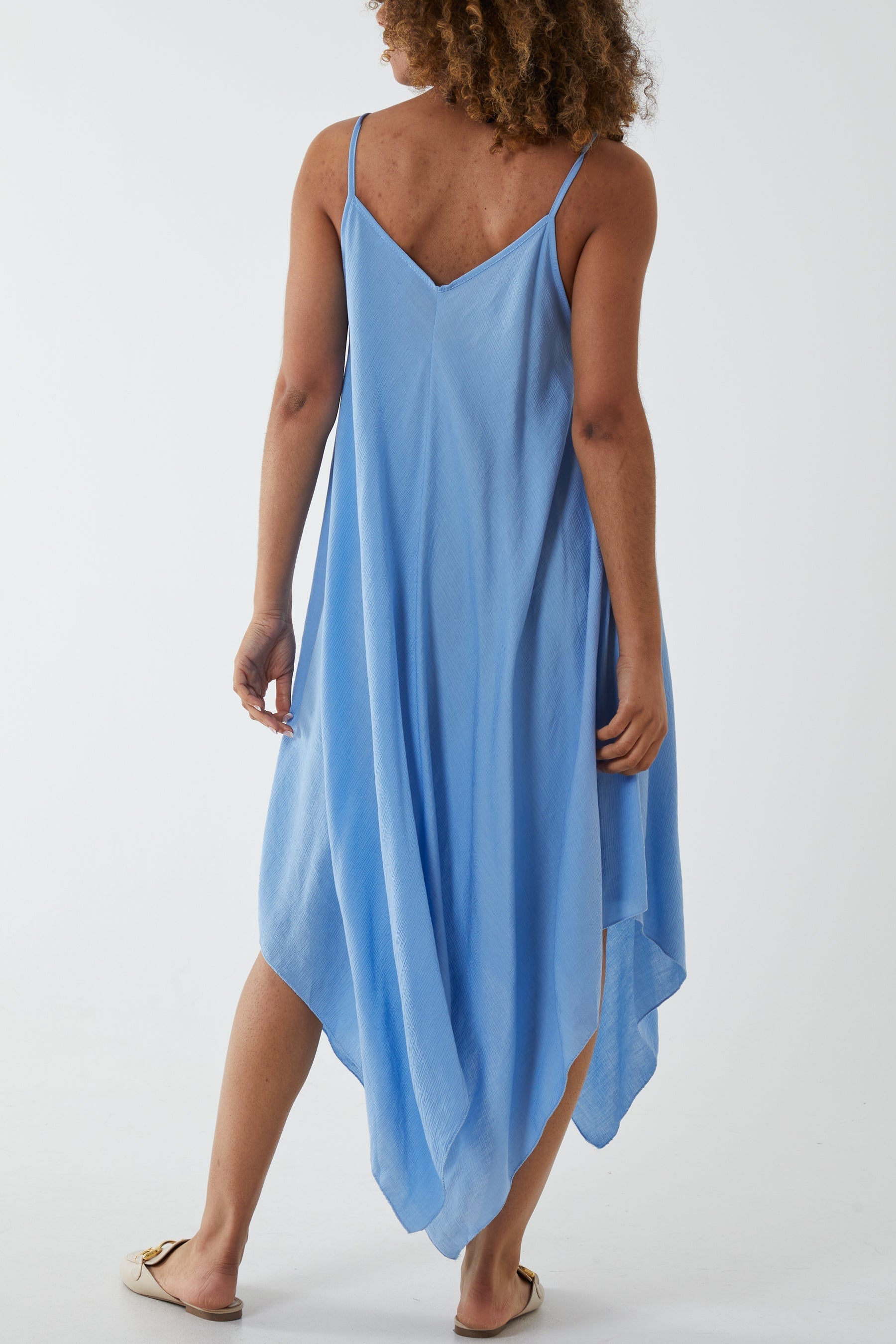 Light Blue Hanky Hem Cami Dress For Women ONE SIZE - Dropwear