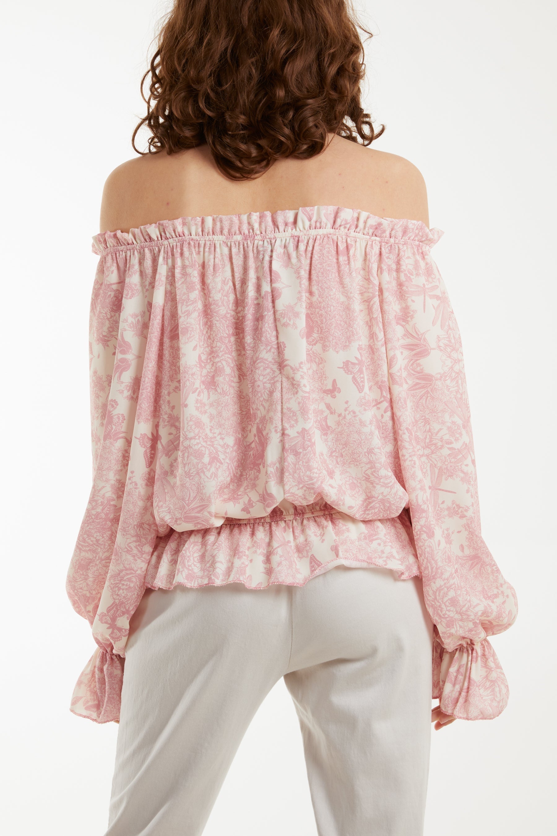 Floral Pattern Bardot Top For Women  - Dropwear