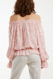 Floral Pattern Bardot Top For Women  - Dropwear
