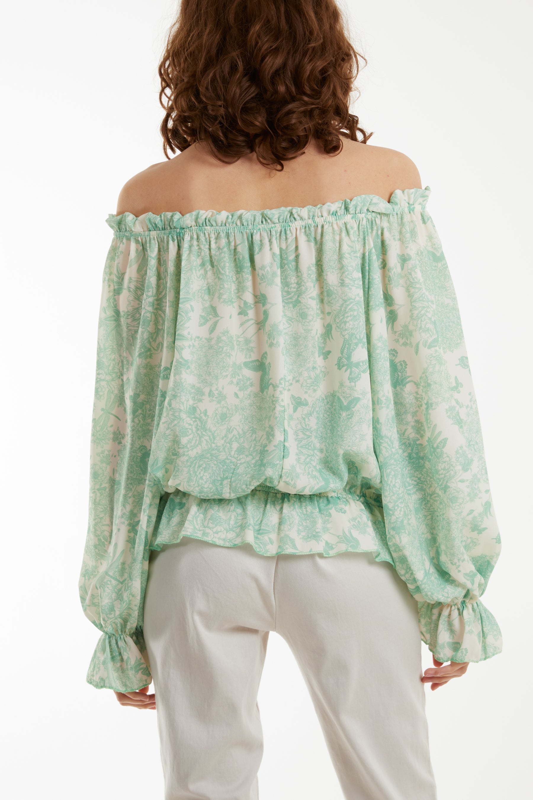Floral Pattern Bardot Top For Women  - Dropwear