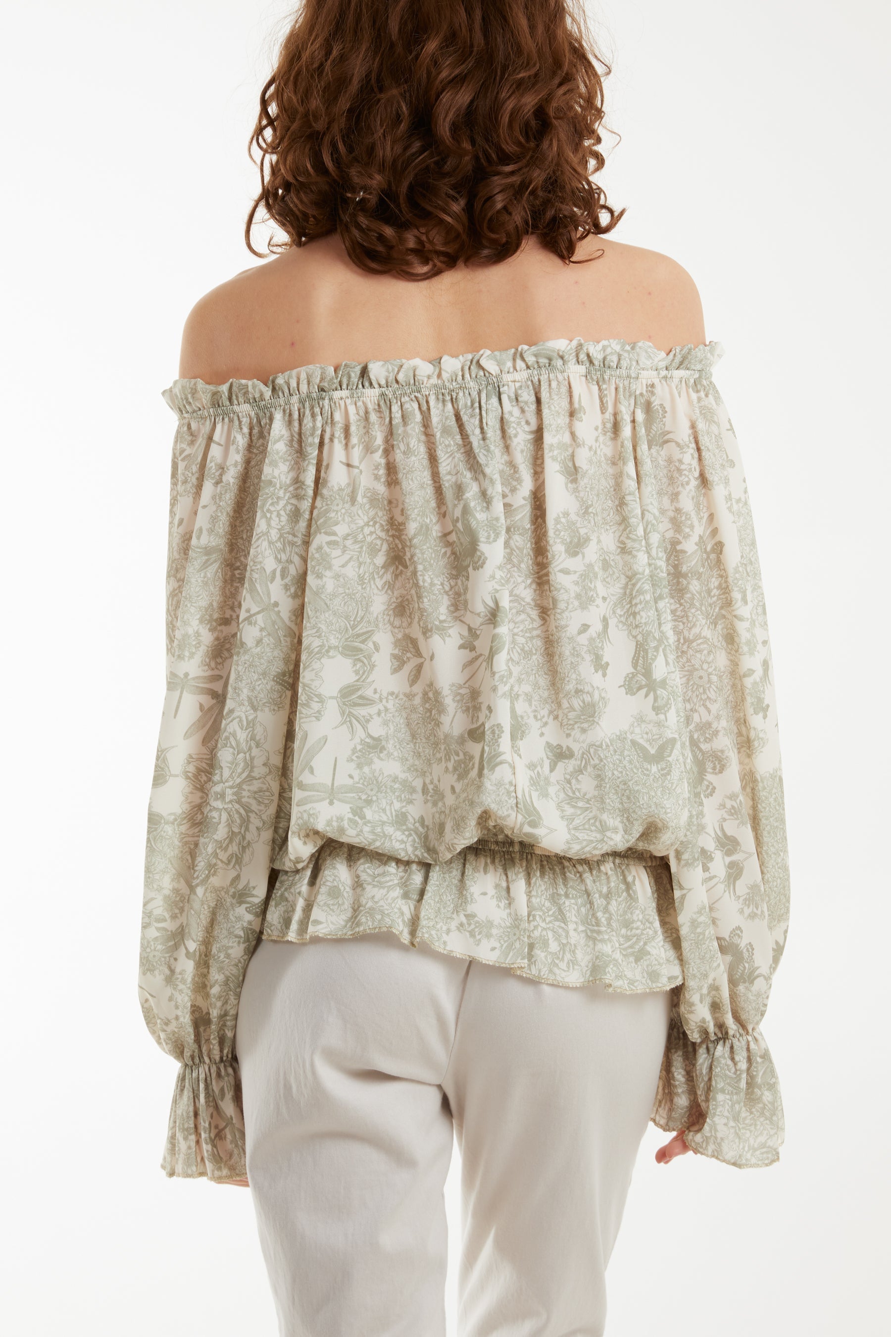 Floral Pattern Bardot Top For Women  - Dropwear