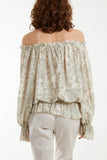 Floral Pattern Bardot Top For Women  - Dropwear