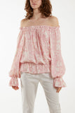 Floral Pattern Bardot Top For Women  - Dropwear