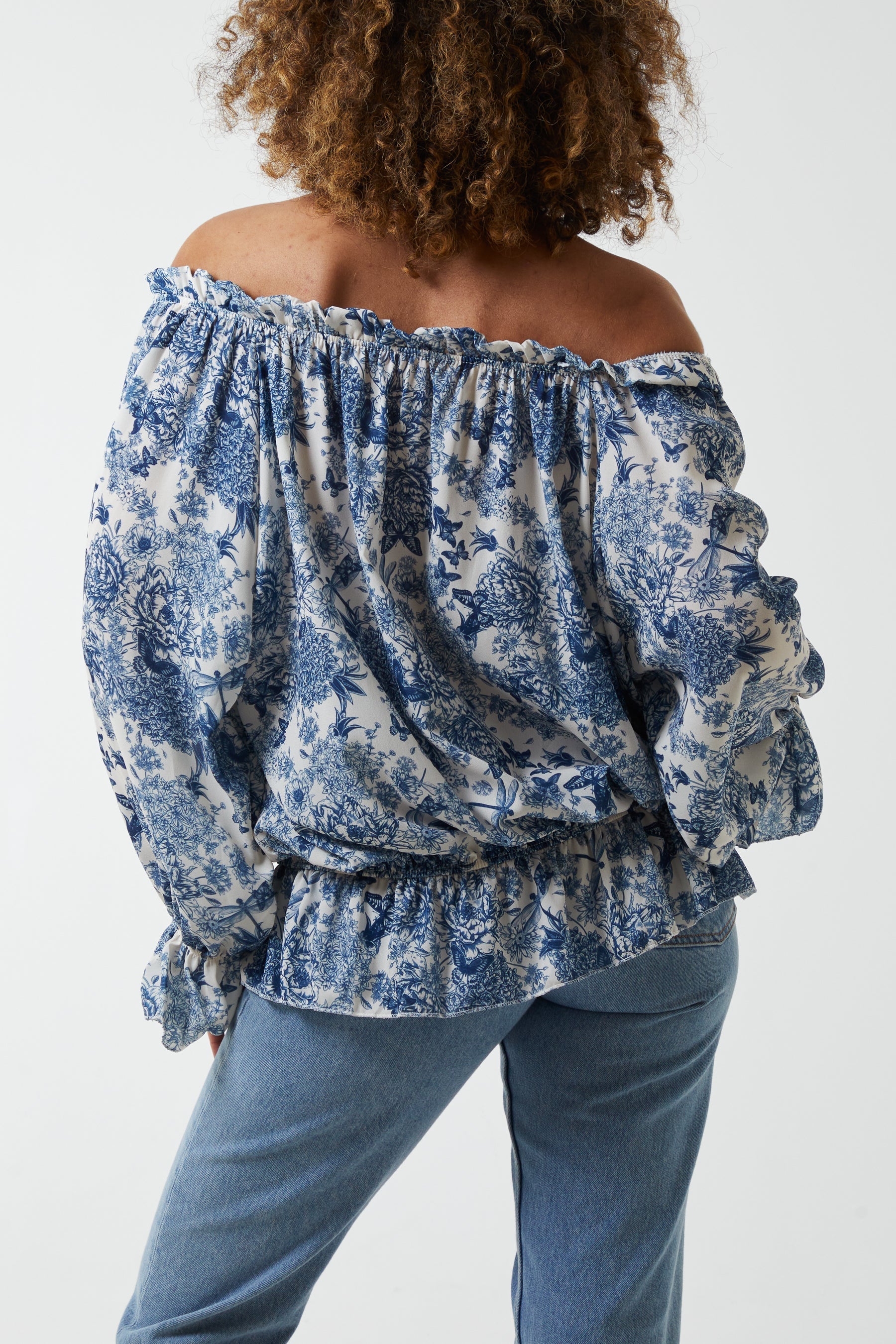Floral Pattern Bardot Top For Women  - Dropwear