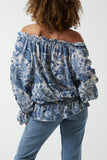 Floral Pattern Bardot Top For Women  - Dropwear