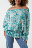 Floral Pattern Bardot Top For Women  - Dropwear