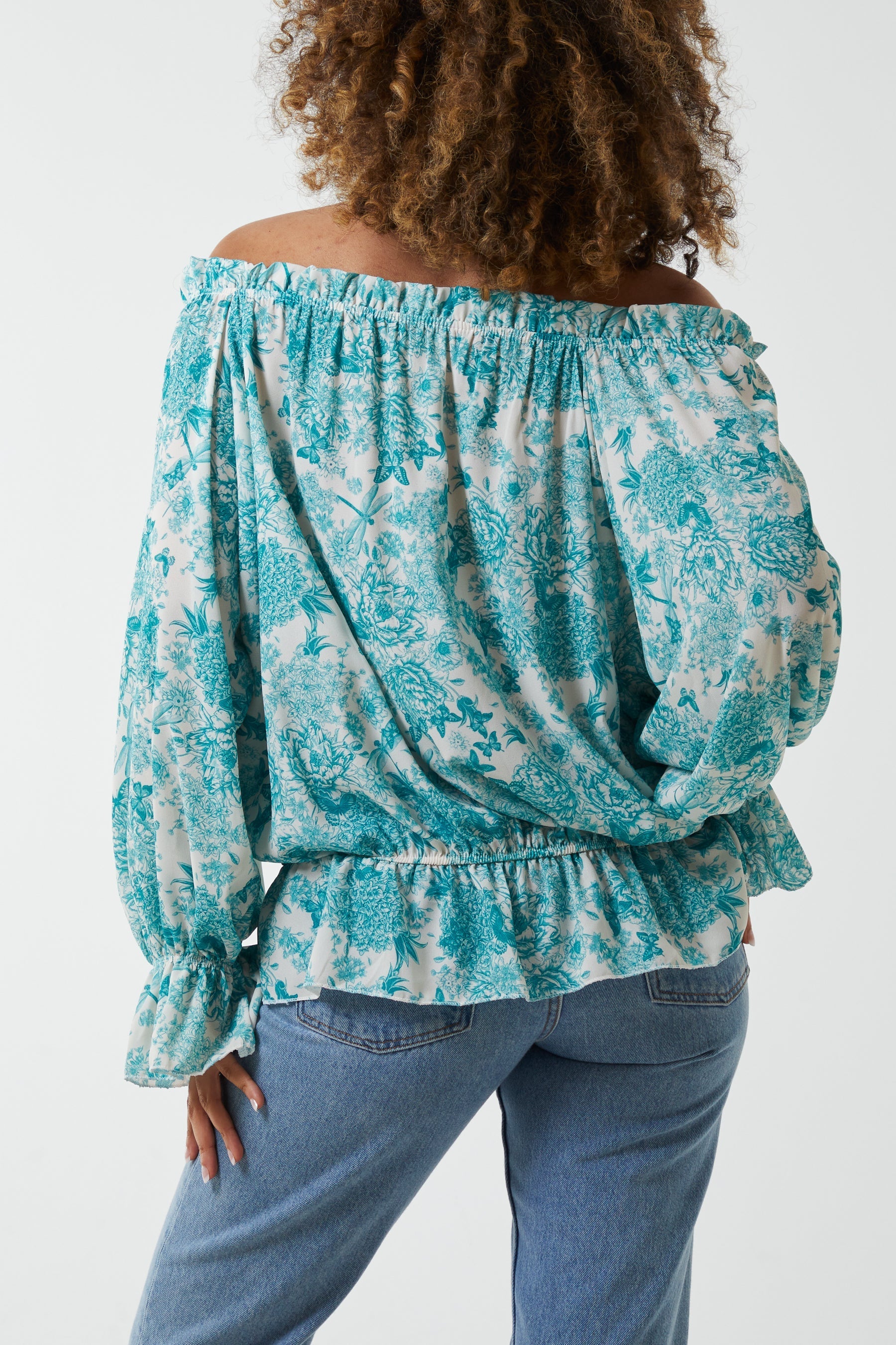 Floral Pattern Bardot Top For Women  - Dropwear
