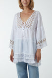 Camel Gold Detailing Tassel Tiered Top For Women ONE SIZE - Dropwear
