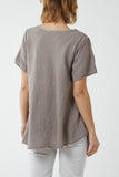 Orange Round Neck Short Sleeve Cotton T-Shirt For Women ONE SIZE - Dropwear