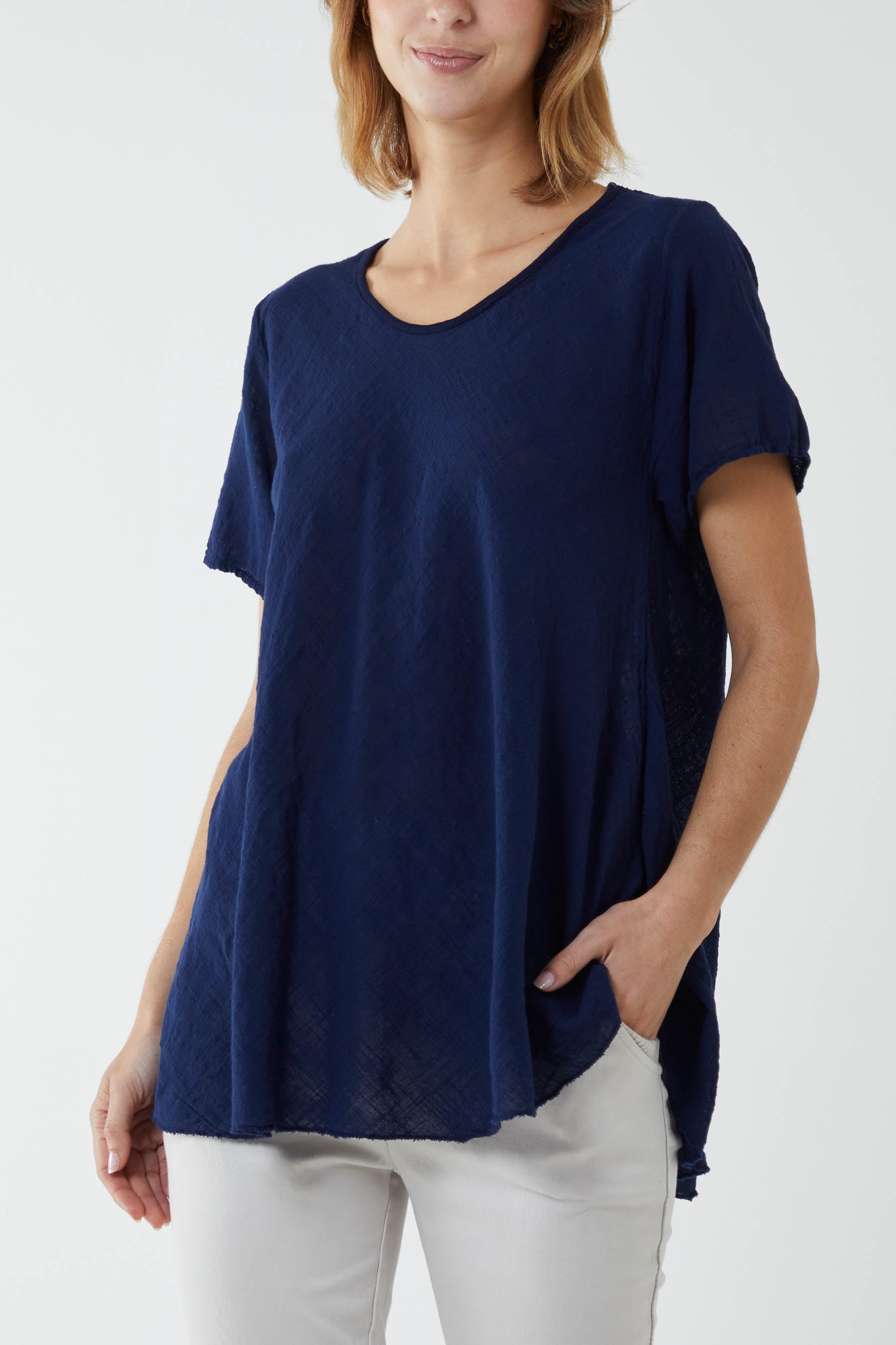 White Round Neck Short Sleeve Cotton T-Shirt For Women ONE SIZE - Dropwear