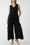 Lime Linen Sleeveless Jumpsuit For Women ONE SIZE - Dropwear