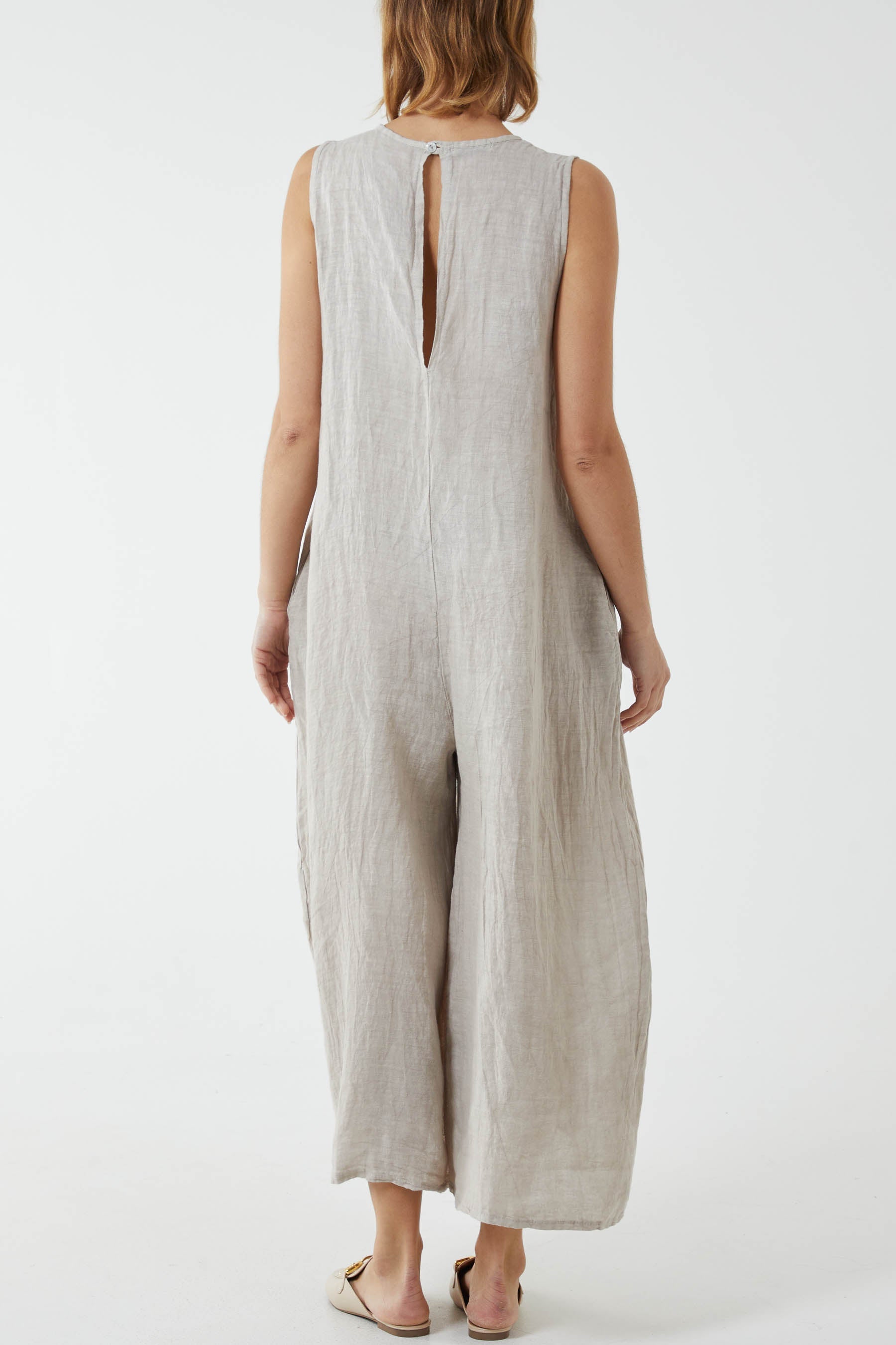 Denim Linen Sleeveless Jumpsuit For Women ONE SIZE - Dropwear