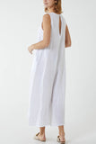 Linen Sleeveless Jumpsuit For Women  - Dropwear