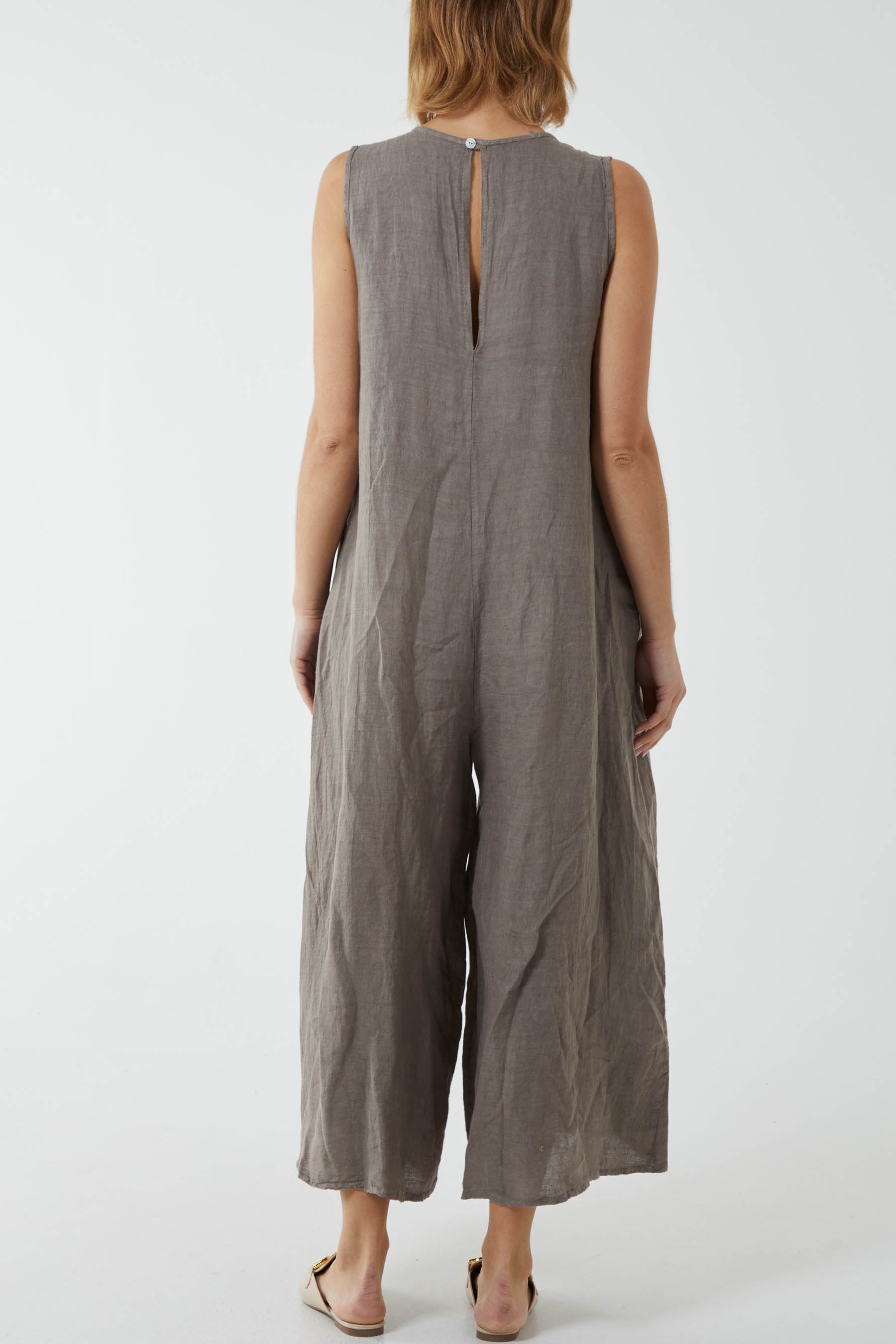 Linen Sleeveless Jumpsuit For Women  - Dropwear