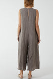 Linen Sleeveless Jumpsuit For Women  - Dropwear