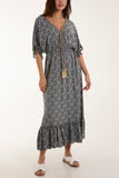 Baroque Floral Tassel Dress For Women  - Dropwear