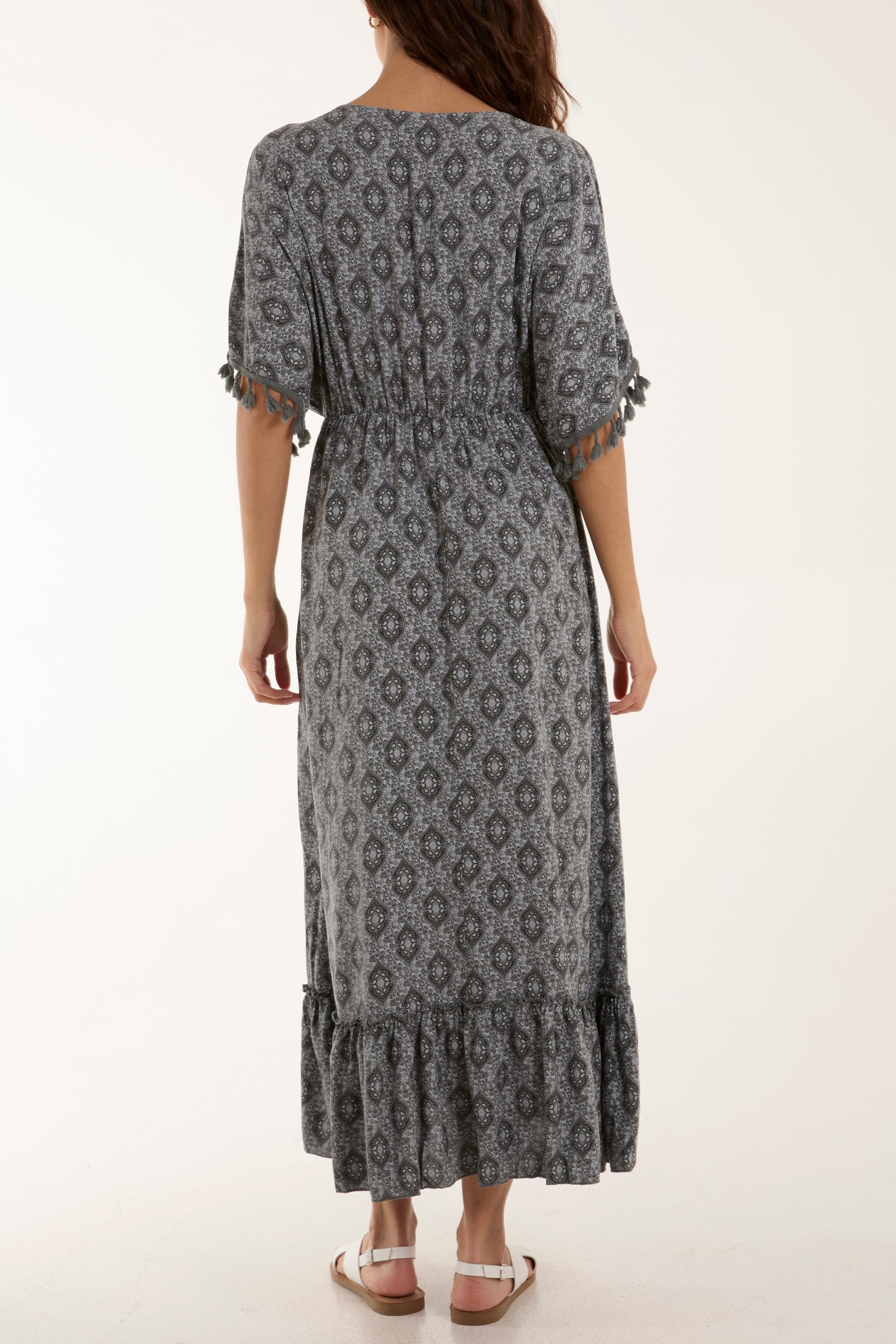 Baroque Floral Tassel Dress For Women  - Dropwear