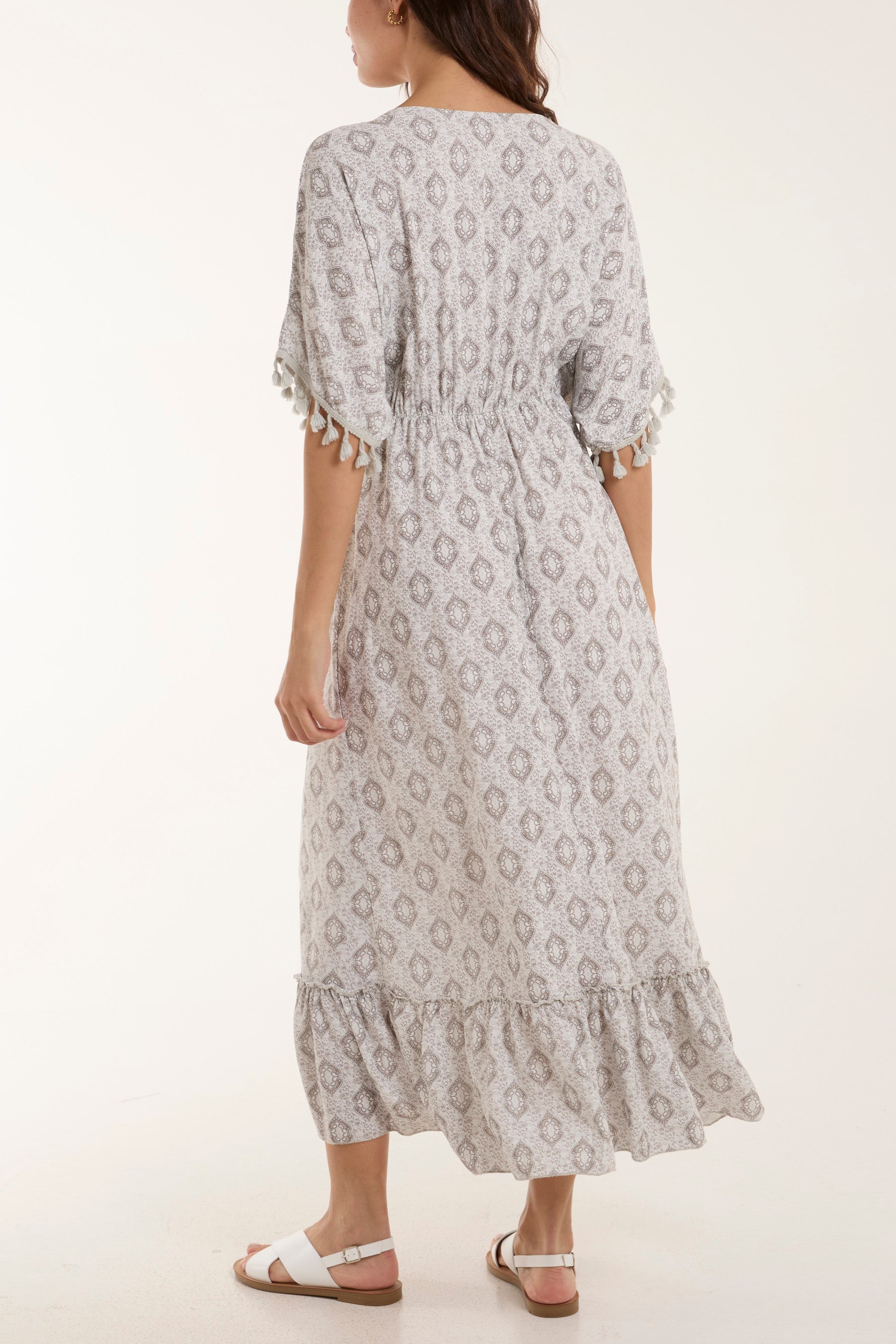 Baroque Floral Tassel Dress For Women  - Dropwear
