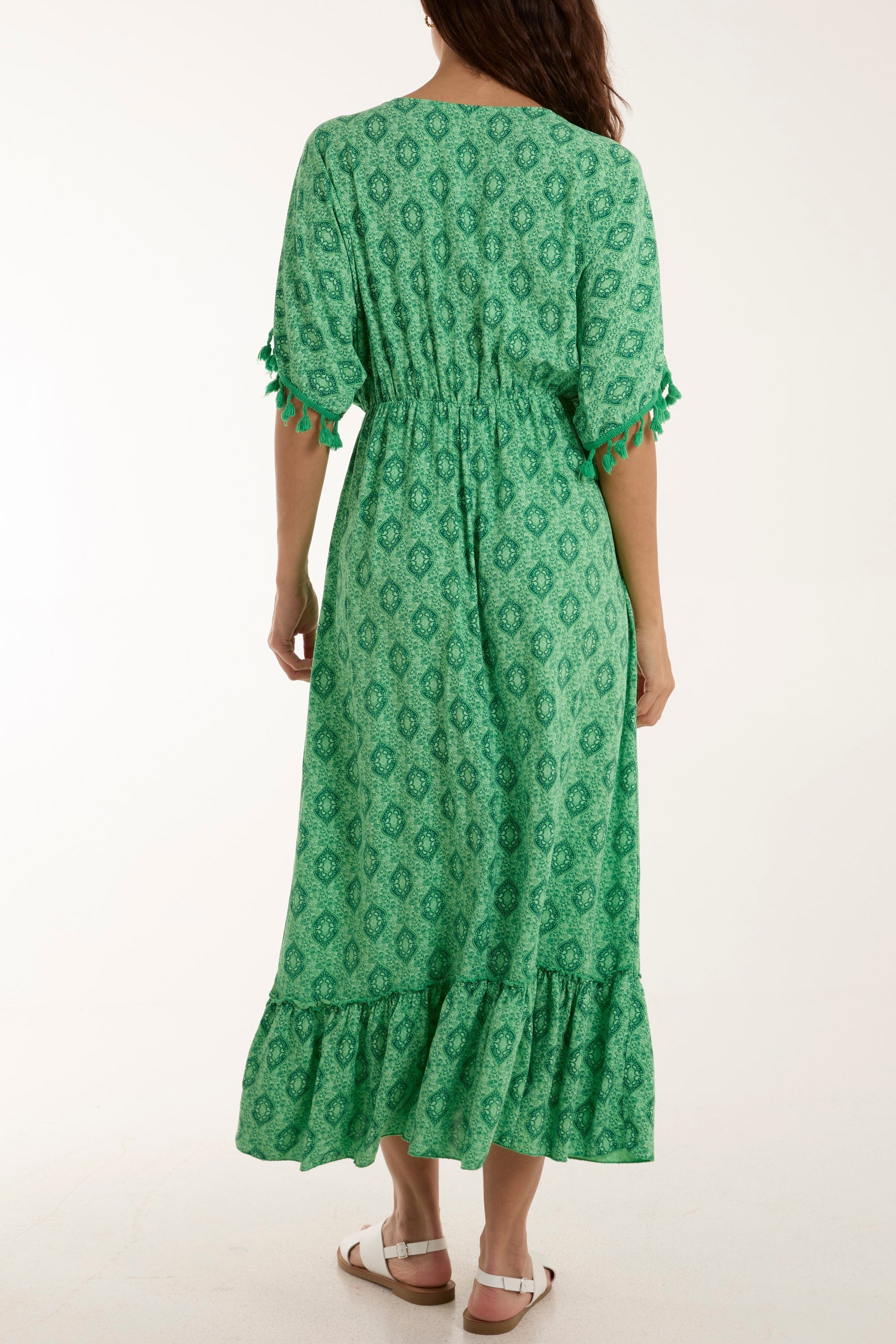 Navy Baroque Floral Tassel Dress For Women ONE SIZE - Dropwear